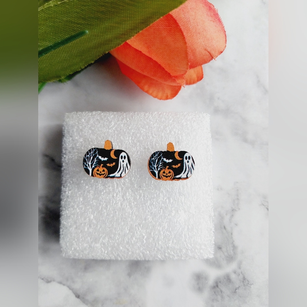 Halloween Ghost Pumpkin small Studs